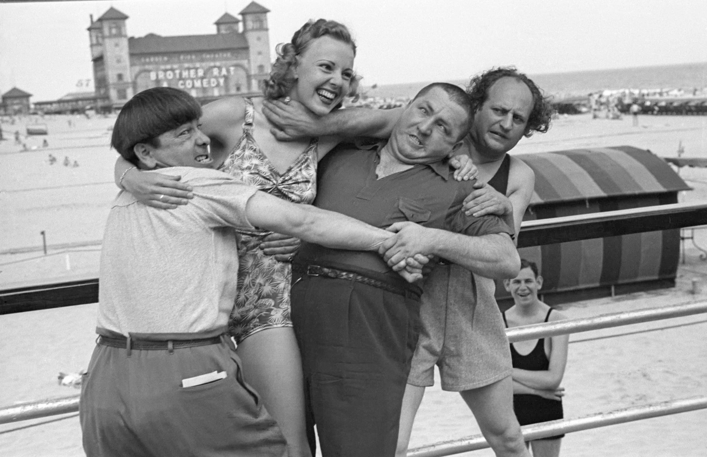 The Three Stooges & Barbara Bradford Mann, Steel Pier, Atlantic City, 1938